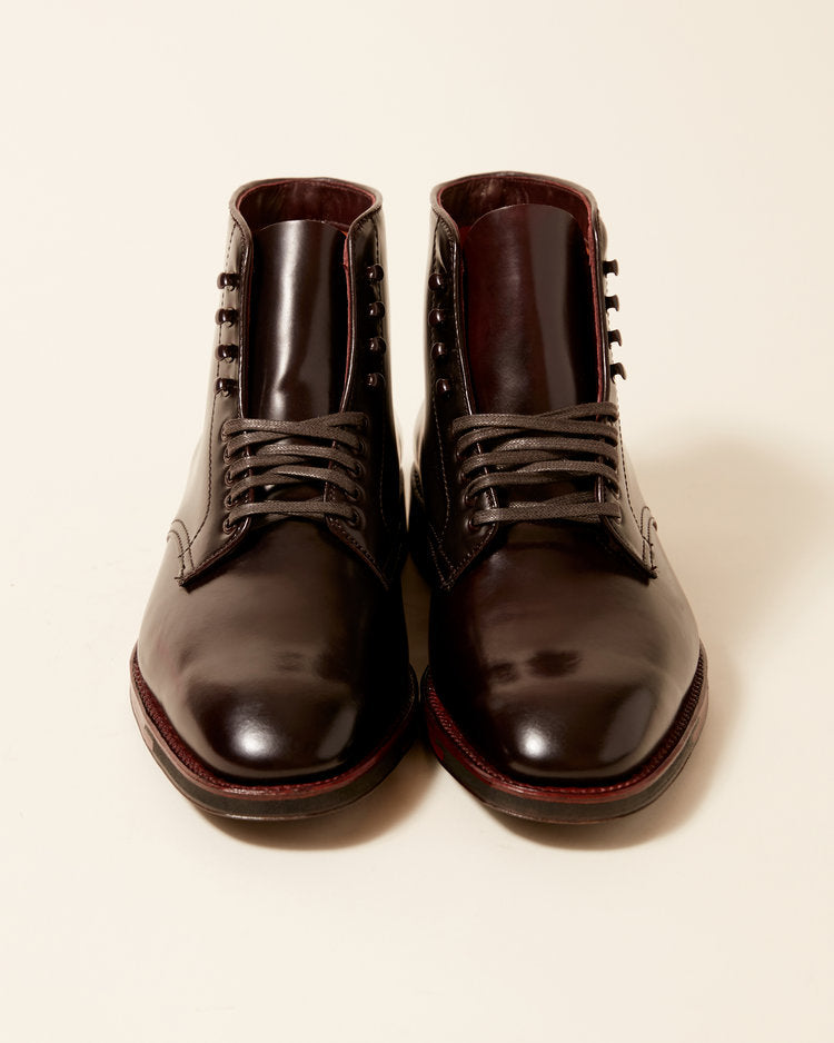 "Columbia City" Plain Toe Boot in Color 8 Shell Cordovan, Plaza Last