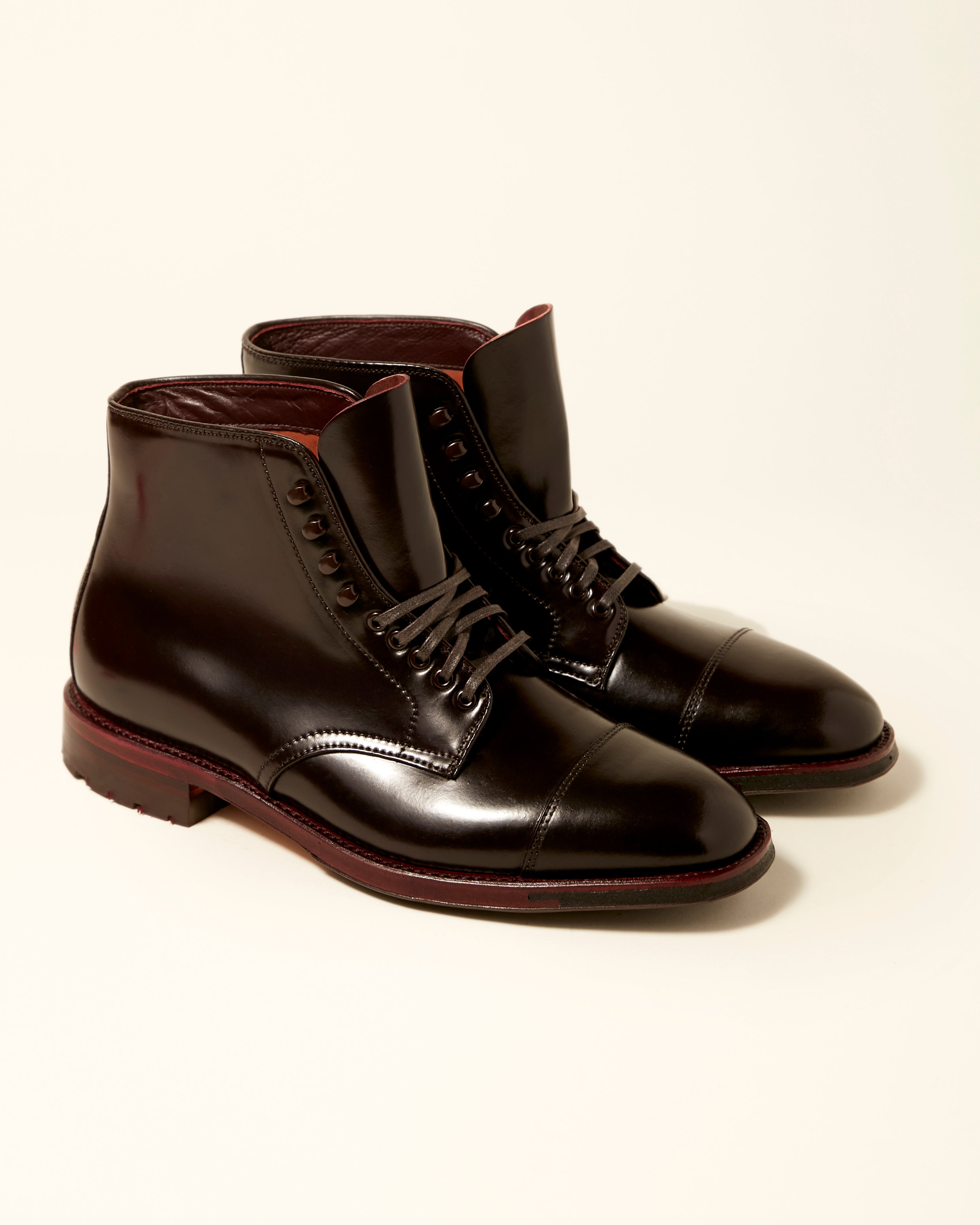 "Gallaway" Straight Tip Boot in Color 8 Shell Cordovan, Plaza Last