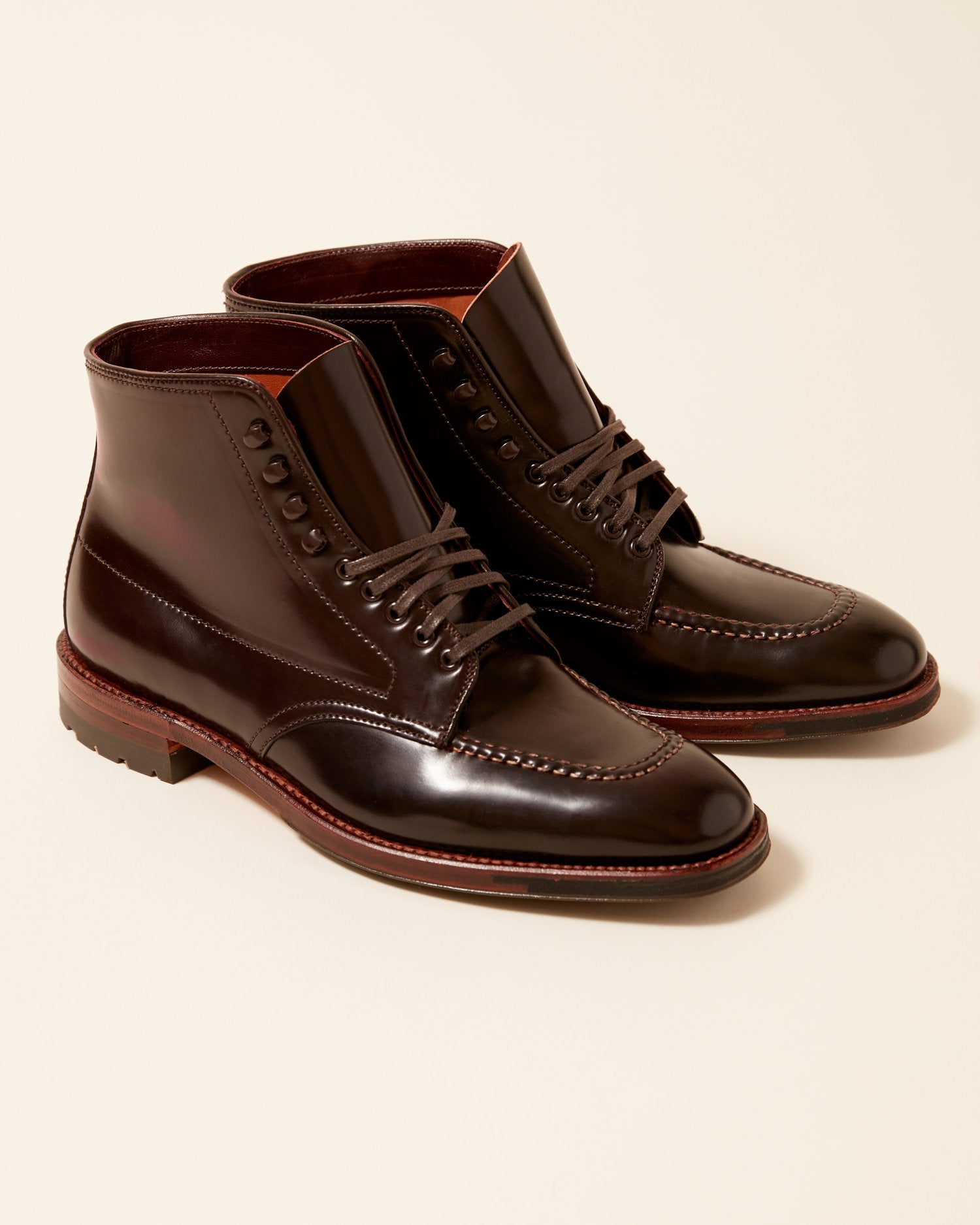 "Post Alley" Handsewn Indy Boot in Color 8 Shell Cordovan, Plaza Last