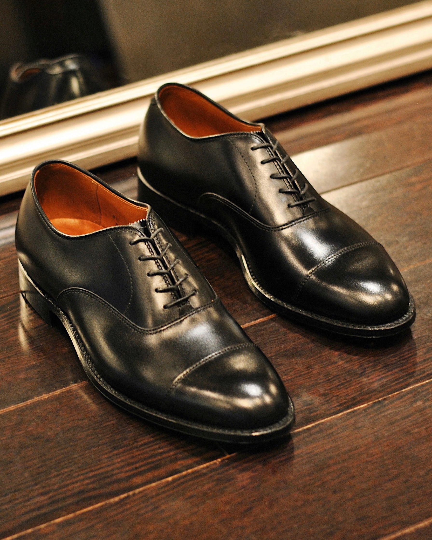 907 Straight Tip Balmoral Oxford in Black Calfskin, Hampton Last