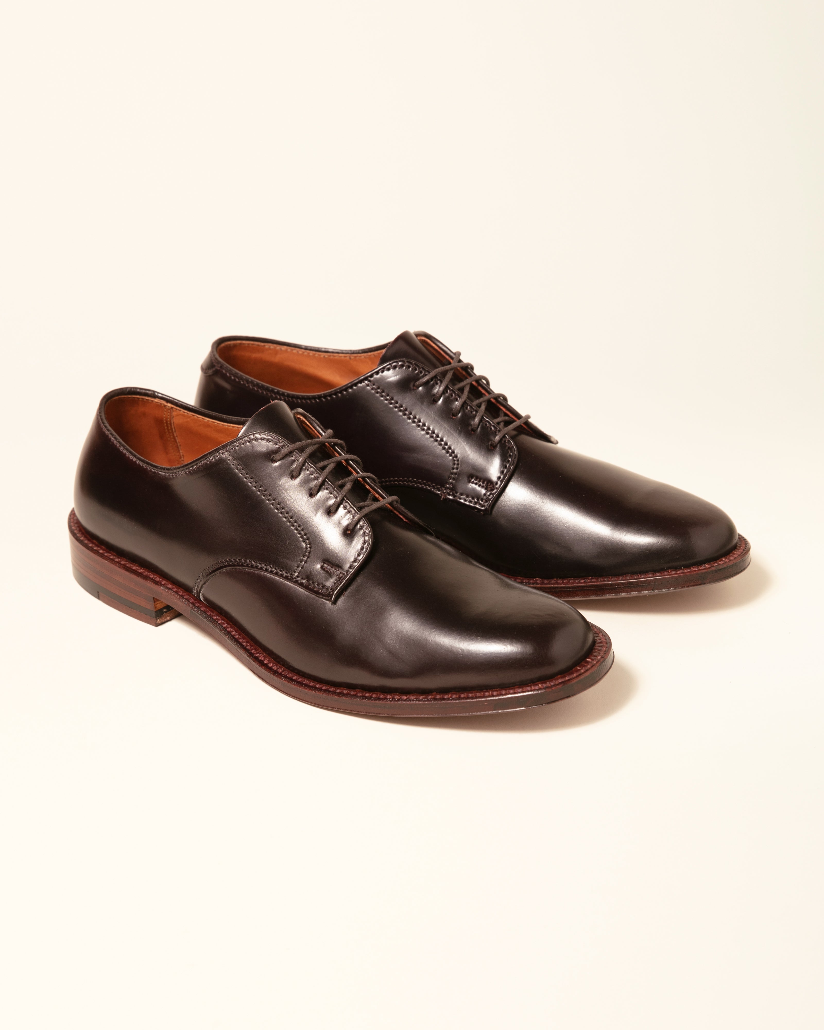 "Victory Heights" Unlined Plain Toe Derby in Color 8 Shell Cordovan, Barrie Last