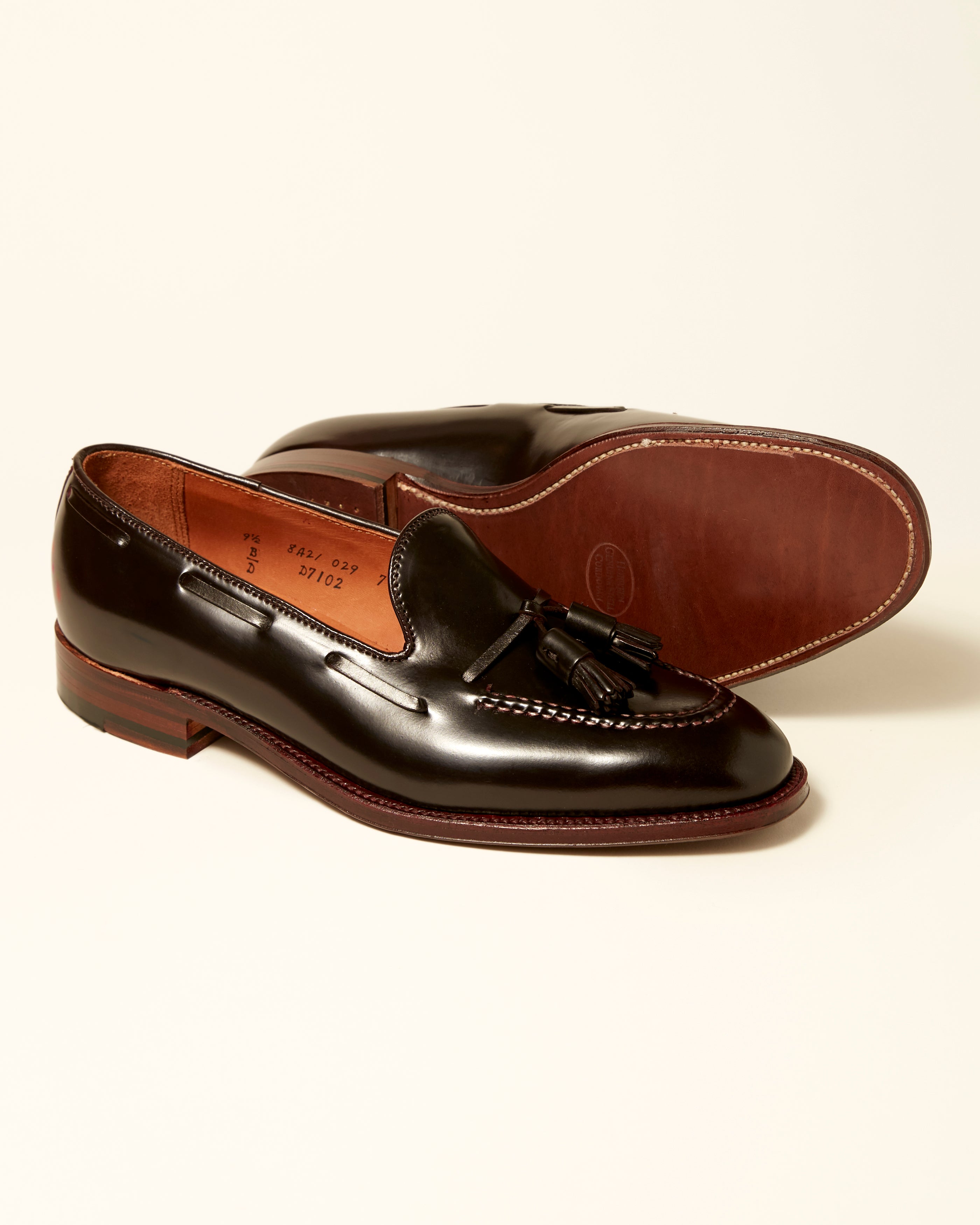 "Varsity" Handsewn Tassel Loafer in Color 8 Shell Cordovan, Plaza Last