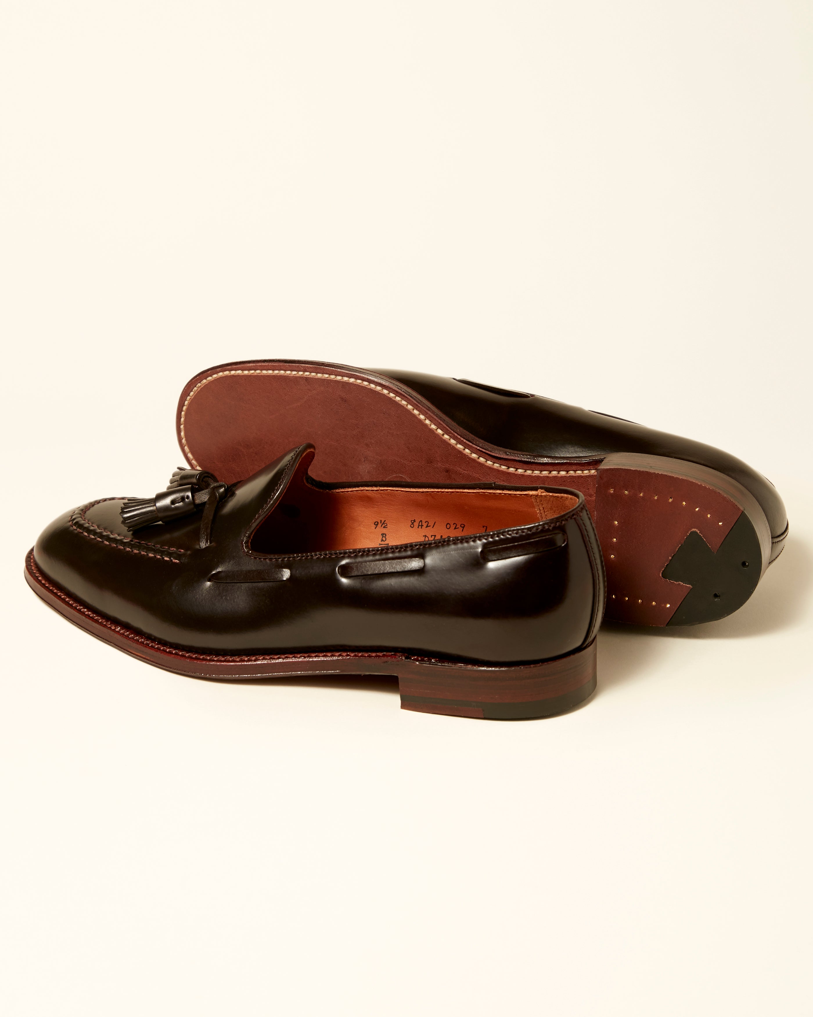 "Varsity" Handsewn Tassel Loafer in Color 8 Shell Cordovan, Plaza Last