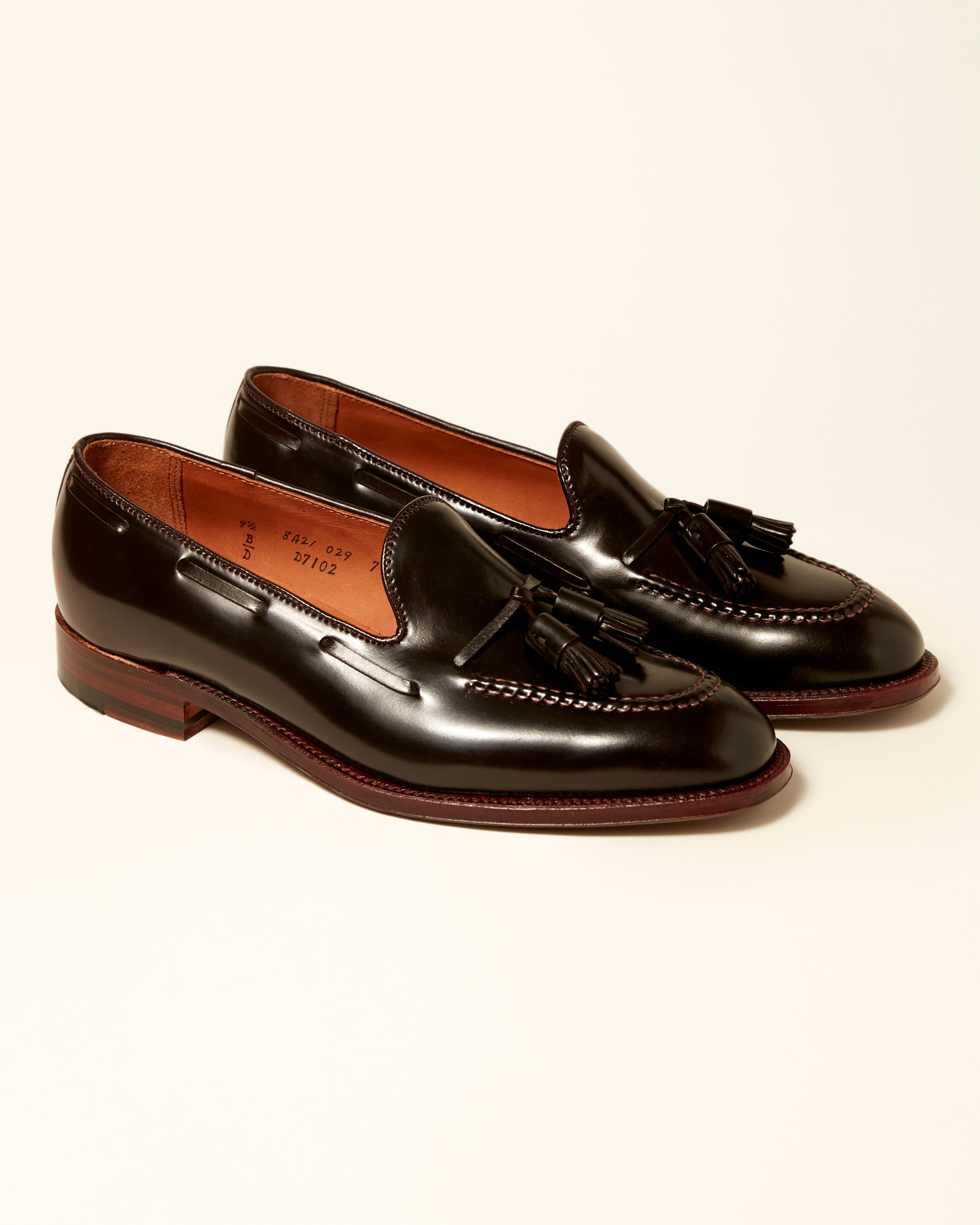 "Varsity" Handsewn Tassel Loafer in Color 8 Shell Cordovan, Plaza Last