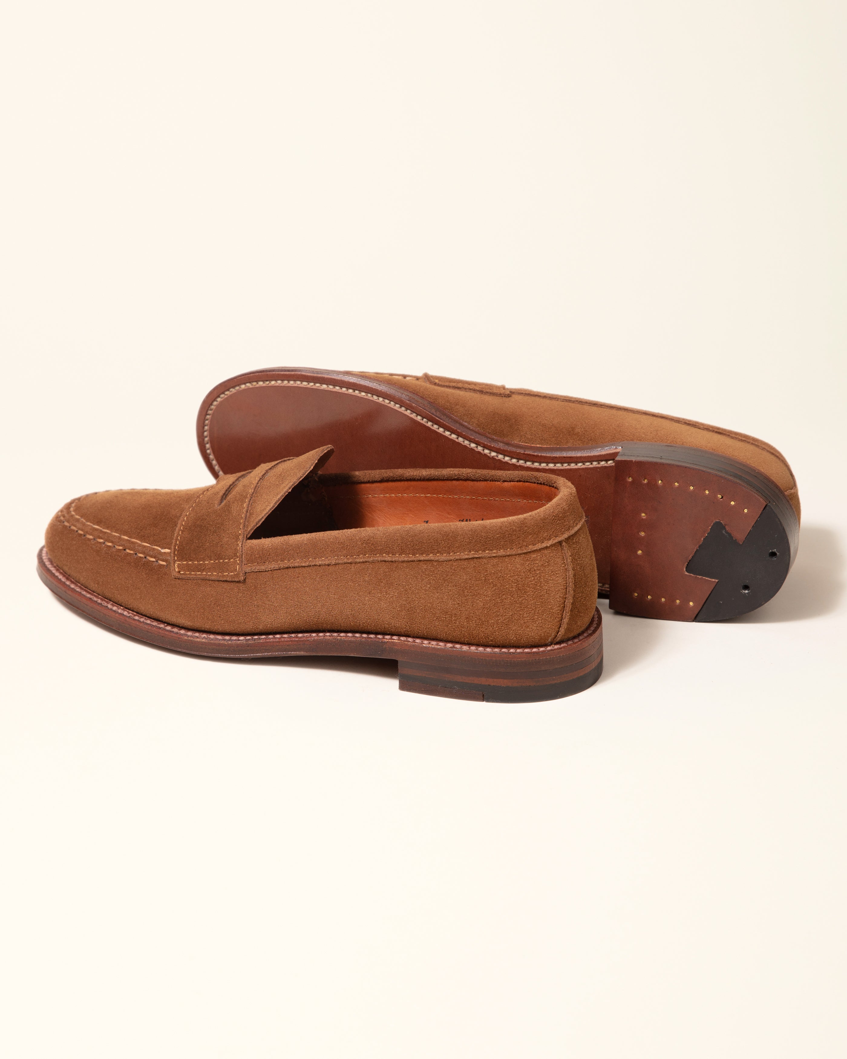 6243F Unlined Leisure Handsewn Penny Loafer in Snuff Suede, Van Last