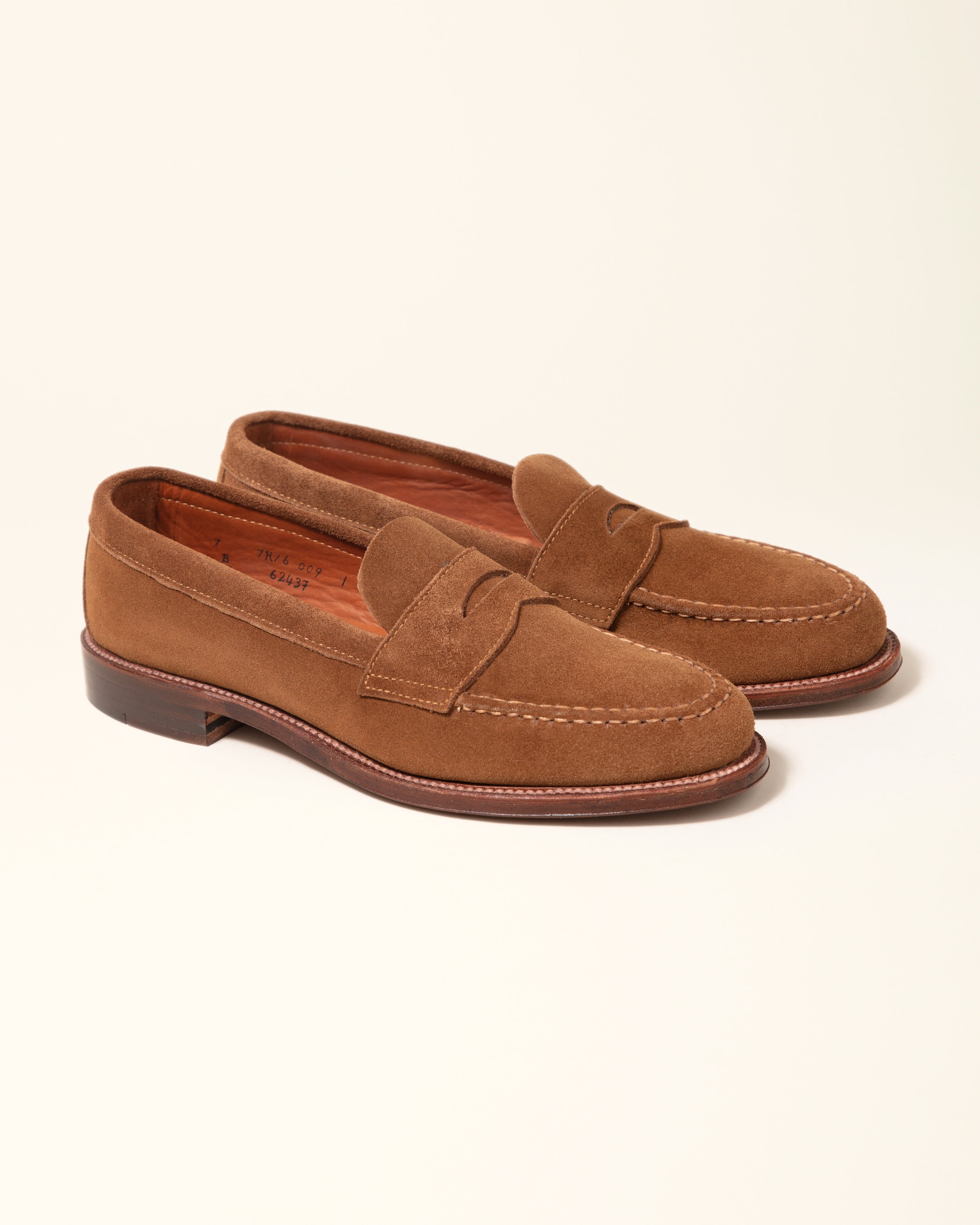 6243F Unlined Leisure Handsewn Penny Loafer in Snuff Suede, Van Last